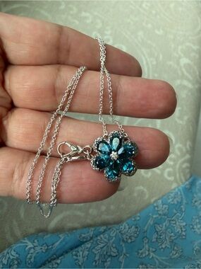ann king sterling silver blue topaz necklace beautiful.